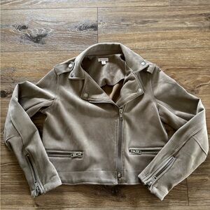 💕 Xhilaration Tan Faux Suede Cropped Moto Jacket 💕